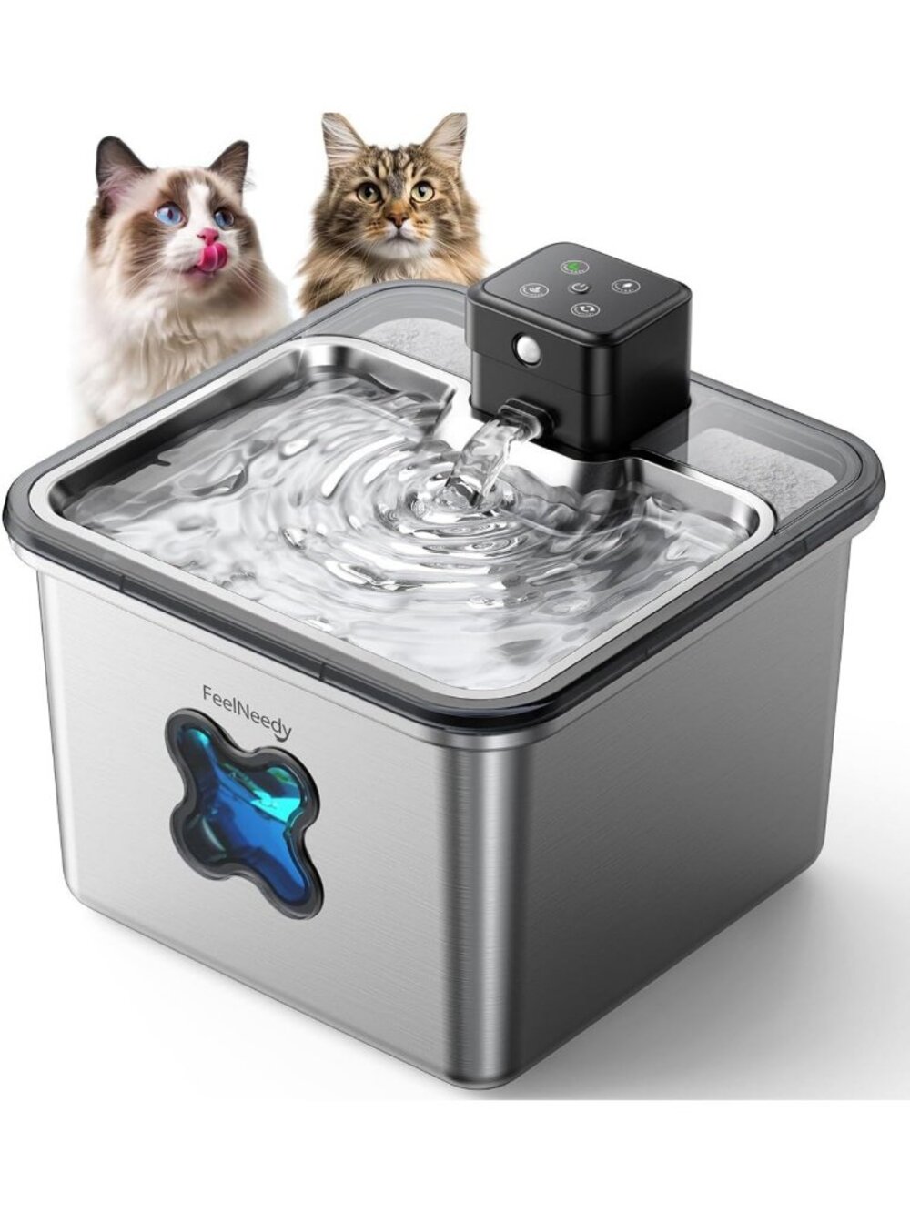 Cordless Cat Water Fountain - 3.2L Stainless Steel, Battery Operated, Durable